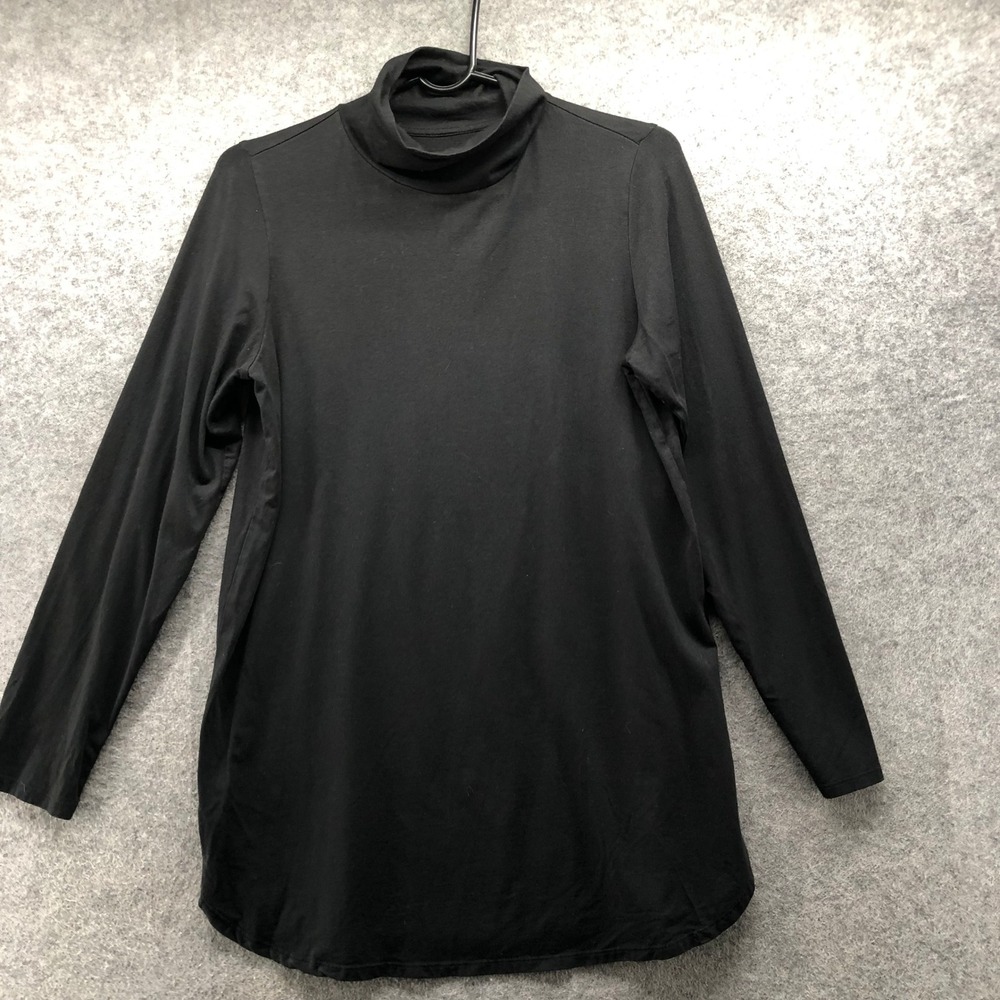 J Jill Luxe Supima Shirttail Turtleneck Tunic Long Sleeve T Shirt Womens S Black